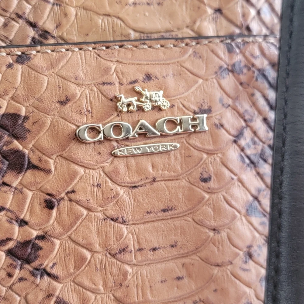 Coach F35271 Minetta Satchel Python Embossed Leather Tan Brown Crossbody Bag